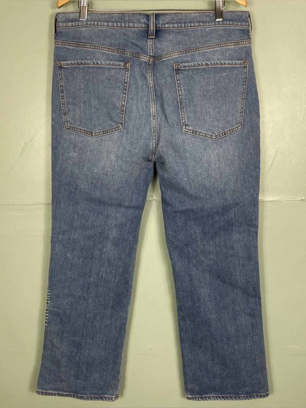 Sundance Embroidered Jeans Patch Work Floral Women Sz 31 Blue Straight Leg - Picture 9 of 10
